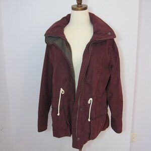Abercrombie & Fitch Jacket Womens Sz S Utility Rain Coat Hidden Hood Maroon Red